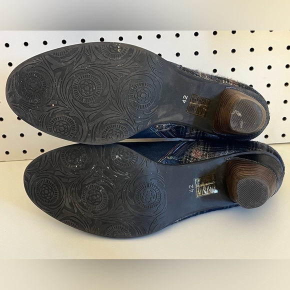 L'artiste Spring Step Scottala Navy Leather Zip Plaid Ankle Boots 42 - Picture 15 of 17